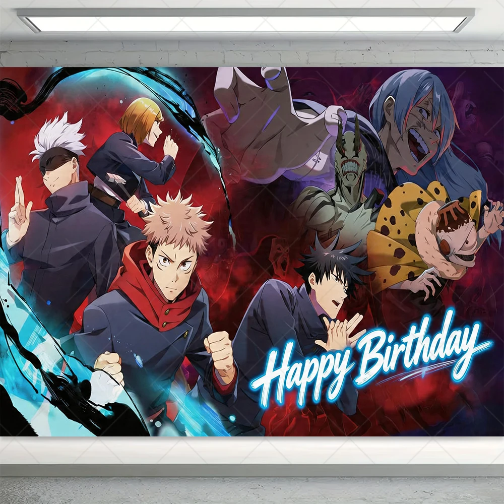 Jujutsu Kaisen Themen-Hintergrund für Geburtstagsparty, Anime-Charakter Gojo Satoru Dekoration, Fotografie-Requisiten, Banner und Zubehör – Detail 6