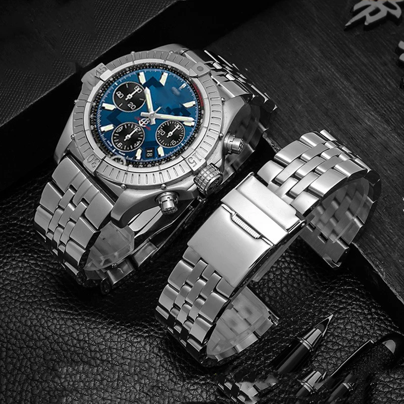 

Solid Stainless Steel Watch Strap Men's for Breitling Avengers Super Challenger Aviation Mechanical Timing Watchband 20 22 24mm