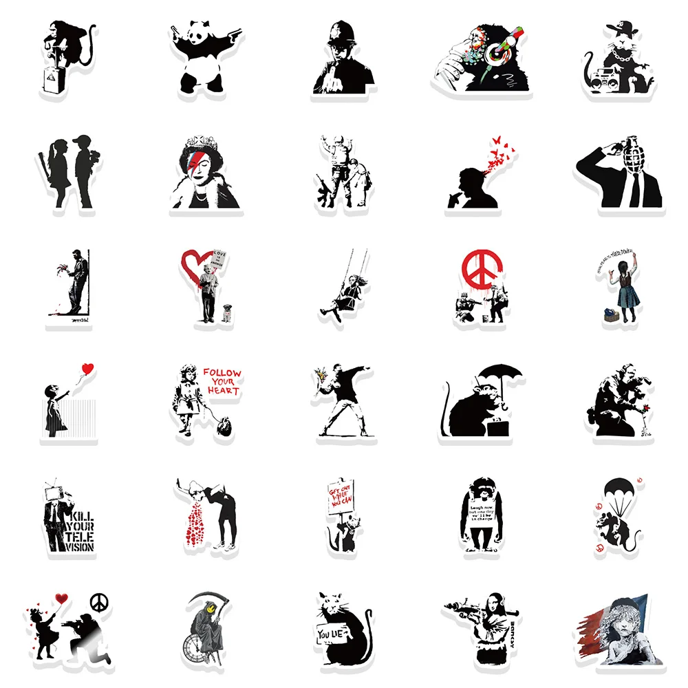 10/30/67pcs Banksy Street Art Graffiti Stickers Decal Luggage Laptop Skateboard Motorcycle Phone Car Bike Funny Sticker Kid Toy