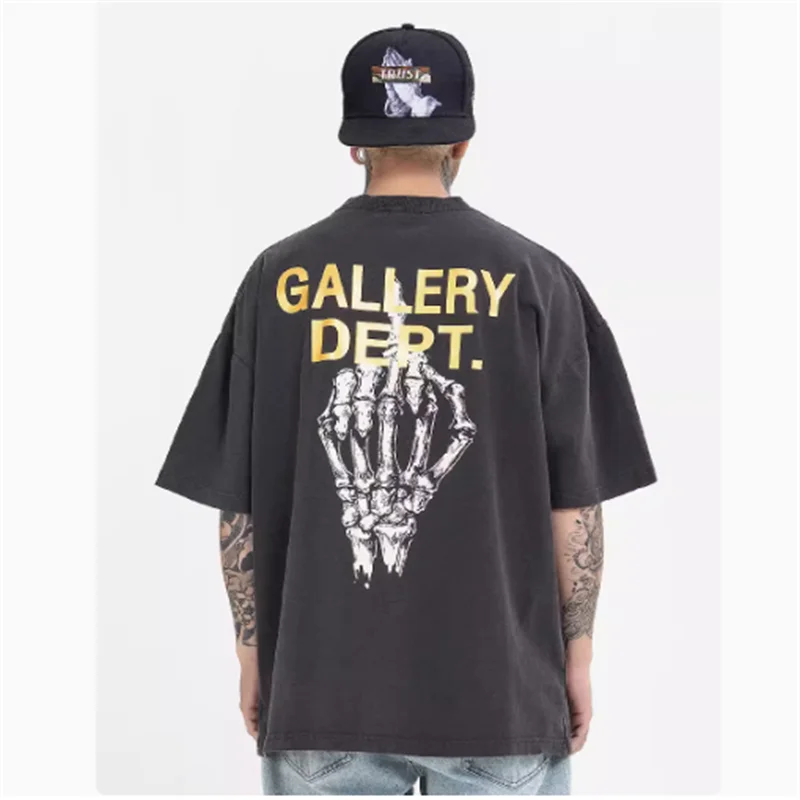 Skeleton hand bone print trend plankton Shuai blow street loose T