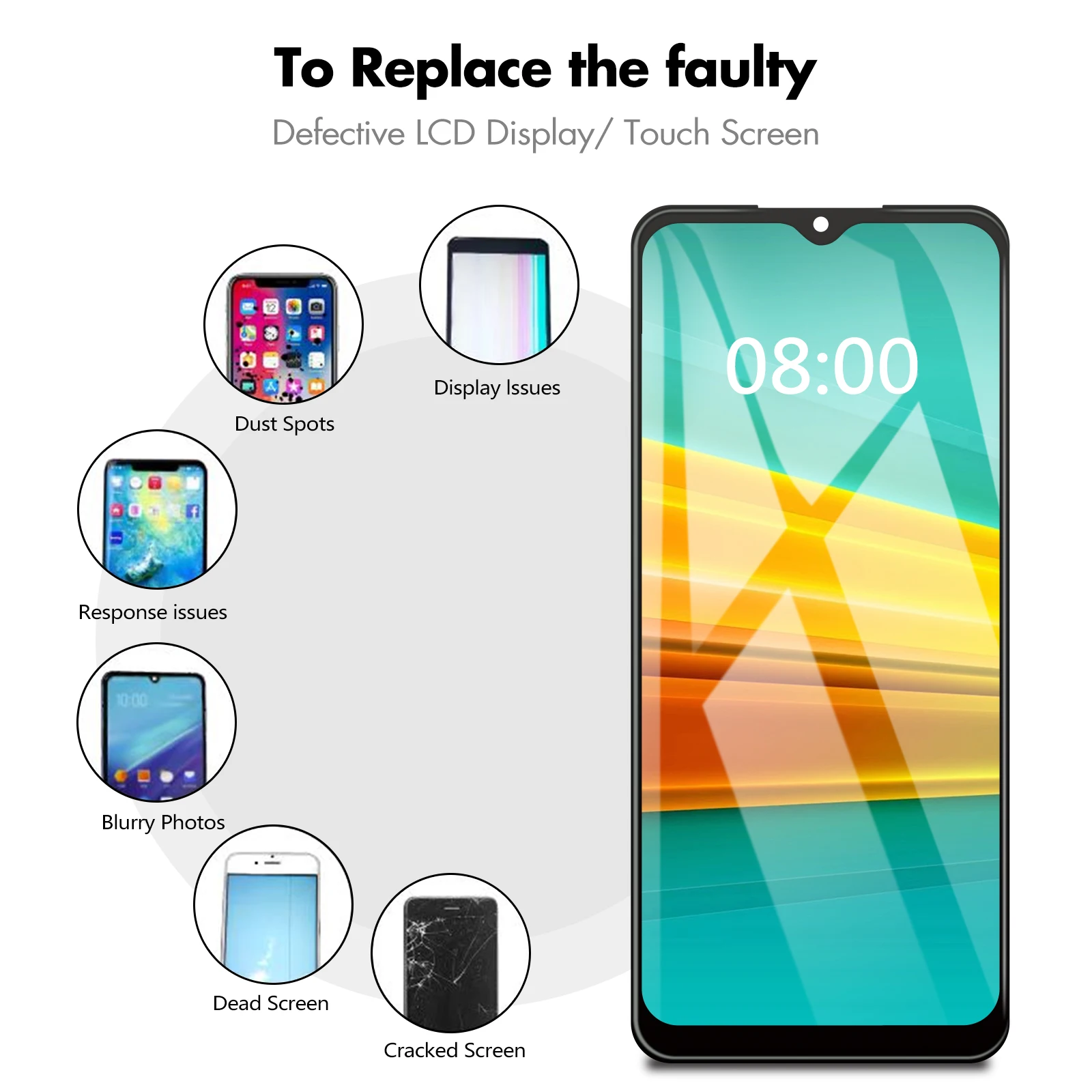 LCD Display Touch Screen Digitizer Assembly Substituição, Substituição para Tecno Camon, KB3, Spark3 Pro, KB8, 6,2"