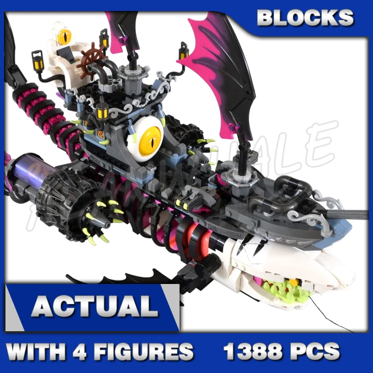 

1388pcs Dream Nightmare Shark Ship Tand Mode Monster Vehicle Flying Eyeballs 81469 Building Blocks Toy Compatible With Model