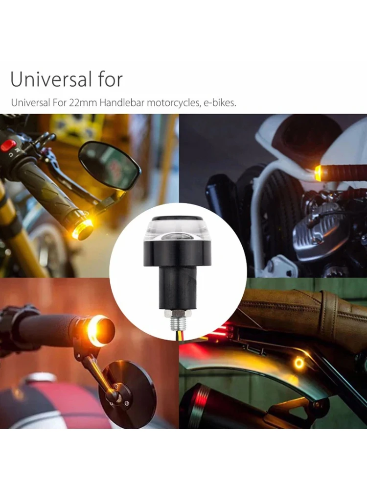 2 pièces 12V moto LED guidon fin clignotant blanc jaune clignotant poignée barre de poignée clignotant côté marqueur lampe éclairage