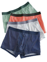 4PCS men's underwear, soft and comfortable boxer briefs, casual men's striped boxer briefs