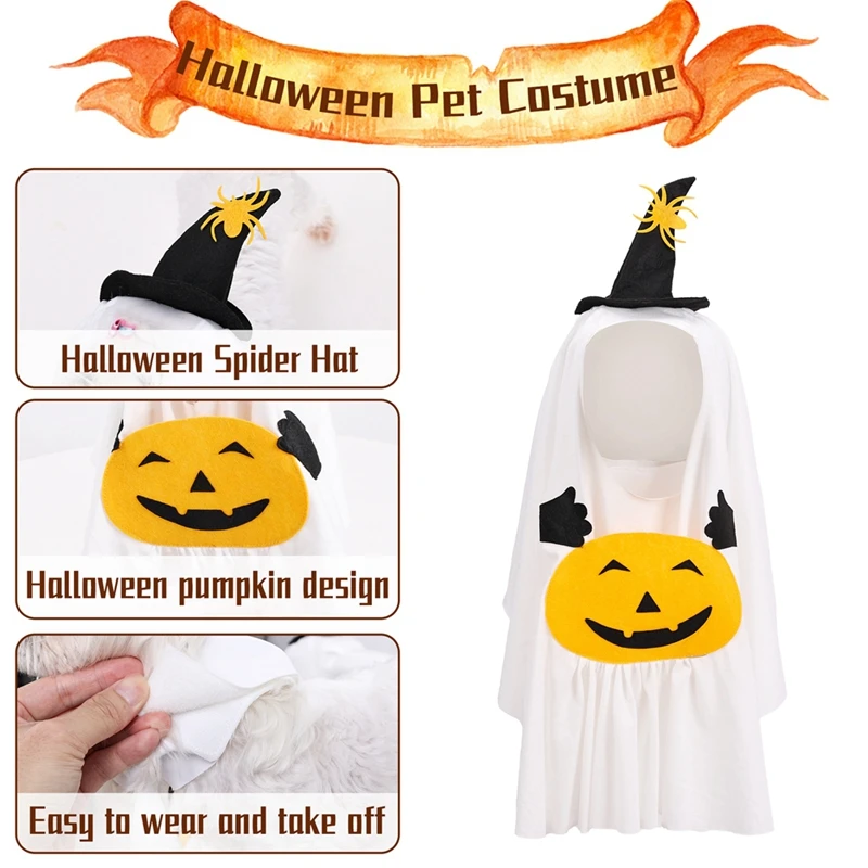 Pet Dog Halloween Costume Funny Dog Cat Pumpkin Ghost Witch Hat Suit  Party Decorations Pet Clothing Party Dress Cosplay Costume