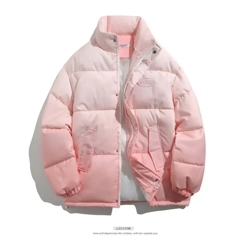 Gradient colored cotton jacket women and men thick oversized 2024 new cotton winter coat women trendy cotton down jackets