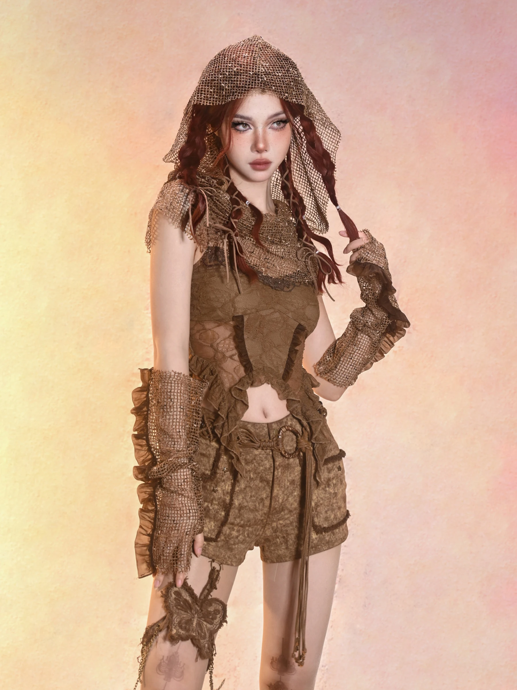 

Wasteland Style Halloween Wear Retro Strap Top Inner Summer Women for