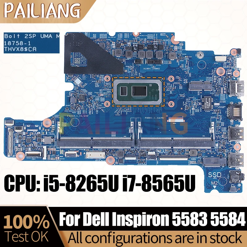 

For Dell Inspiron 5583 5584 Notebook Mainboard Laptop 18758-1 i5-8265U i7-8565U 03J9CV 0278VR Motherboard Full Tested