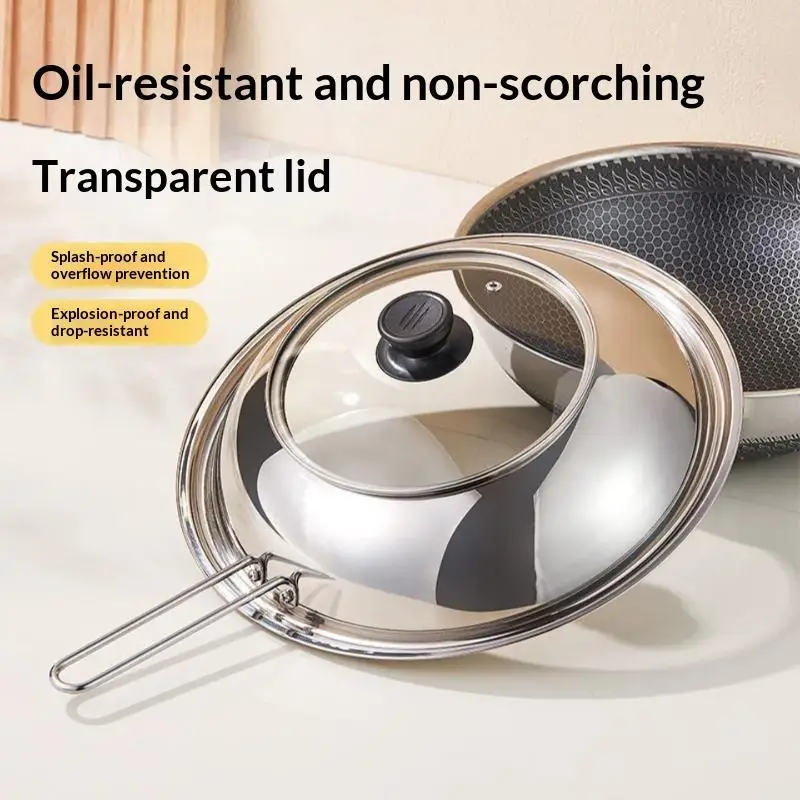 New 30/32/34/36cm Oil Splatter Guard Heat Resistant Visible Frying Pan Splatter Cover Detachable Pot Lid Home Kitchen