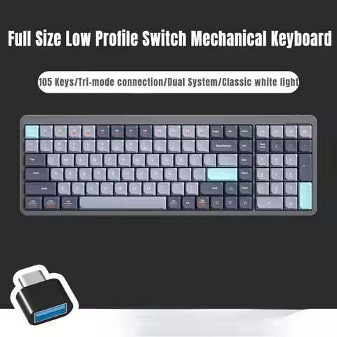 New YK105 Wireless Mechanical Keyboard 105 Keys 3-Mode 2.4G+BT5.1+Type-C Low Profile Keyboards Custom RGB Office Gaming Keyboard