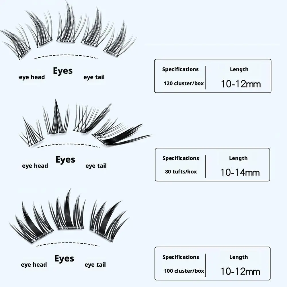 Sztuczne rzęsy bez kleju, efekt łososiowych oczu, naturalne, lekkie, gęste, puszyste, samoprzylepne rzęsy, makijaż rzęs DIY, pojedyncze rzęsy.