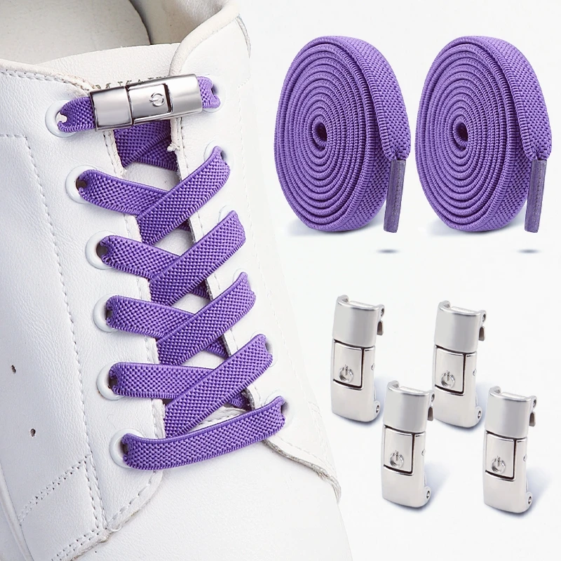 1 Paar/2 Paar Klassische Flache Elastische Schnürsenkel mit Druckverschluss, Schnürsenkel ohne Binden für Sneaker, Einheitsgröße für Erwachsene und Kinder
