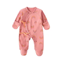 Newborn Jumpsuit Clothes Baby Boys Girls Cotton Rompers Infant With Anti - Scratch Glove Boneless Sewing Foot-wrapping 0-6 Month