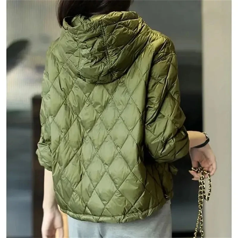 Women\'s Japanese Quilted Cotton Keep Warm Cotton-Padded Jacket Autumn And winter New Female Coat Hooded Long-Sleeved Coat Green