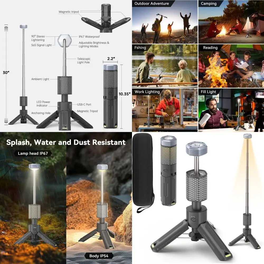 

Rechargeable Telescopic LED Lantern, 10,500mAh Waterproof Camping Light, Portable Collapsible Lantern for Hiking, Fishing, Trave