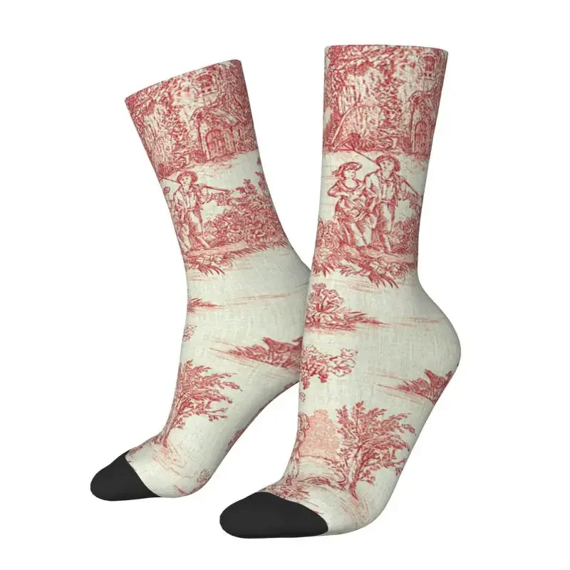 

Cool Vintage Classic French Toile De Jouy Motif Pattern Socks Men Women Warm 3D Printing Sports Football Socks