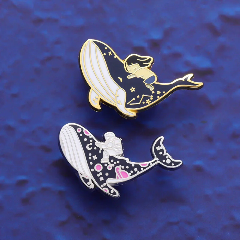 marine Whale dolphin Enamel Pin Funny Brooch Cartoons Badge for Bags Jeans Hoodies Denim Lapel Pin Jewelry Kids Best Gift
