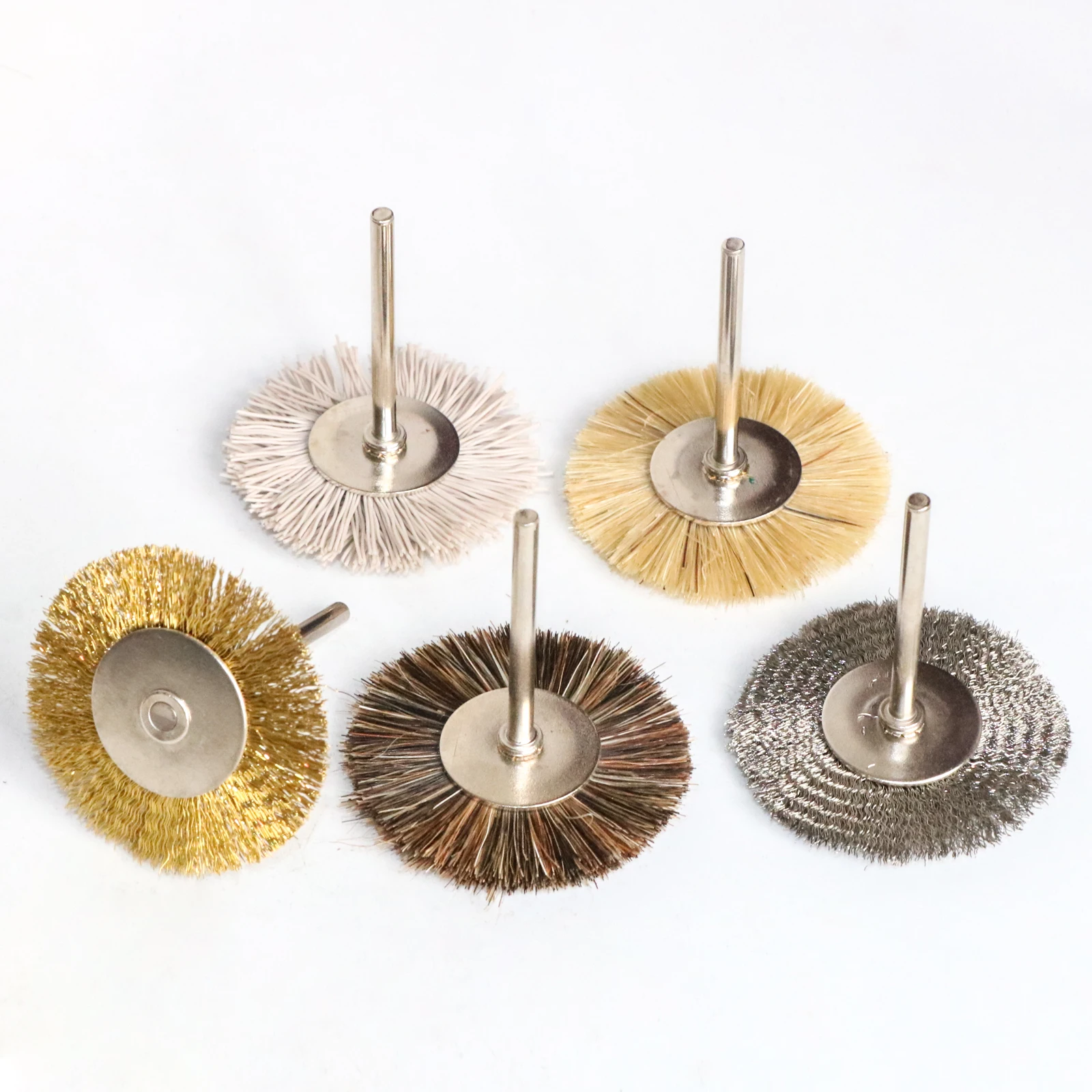 38mm Stainless Steel Wire Brass Mini Brush Rotary Tool for Drill Polishing Grinding Wheel T-shaped Small Brush Accessories