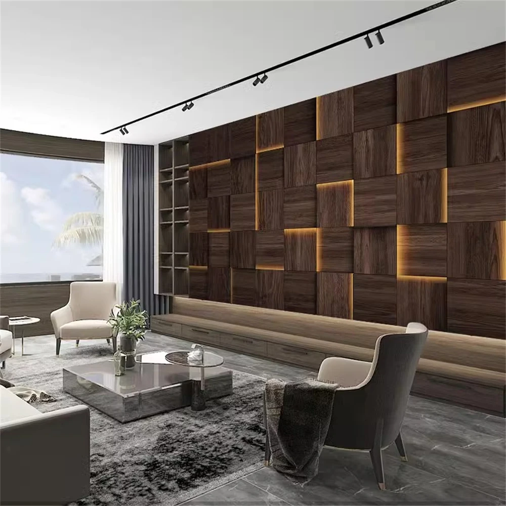 custom Photo Wallpaper for wall decor Geometric wooden board line Murals Living Room TV Bedroom papel de parede 3D Wall Painting