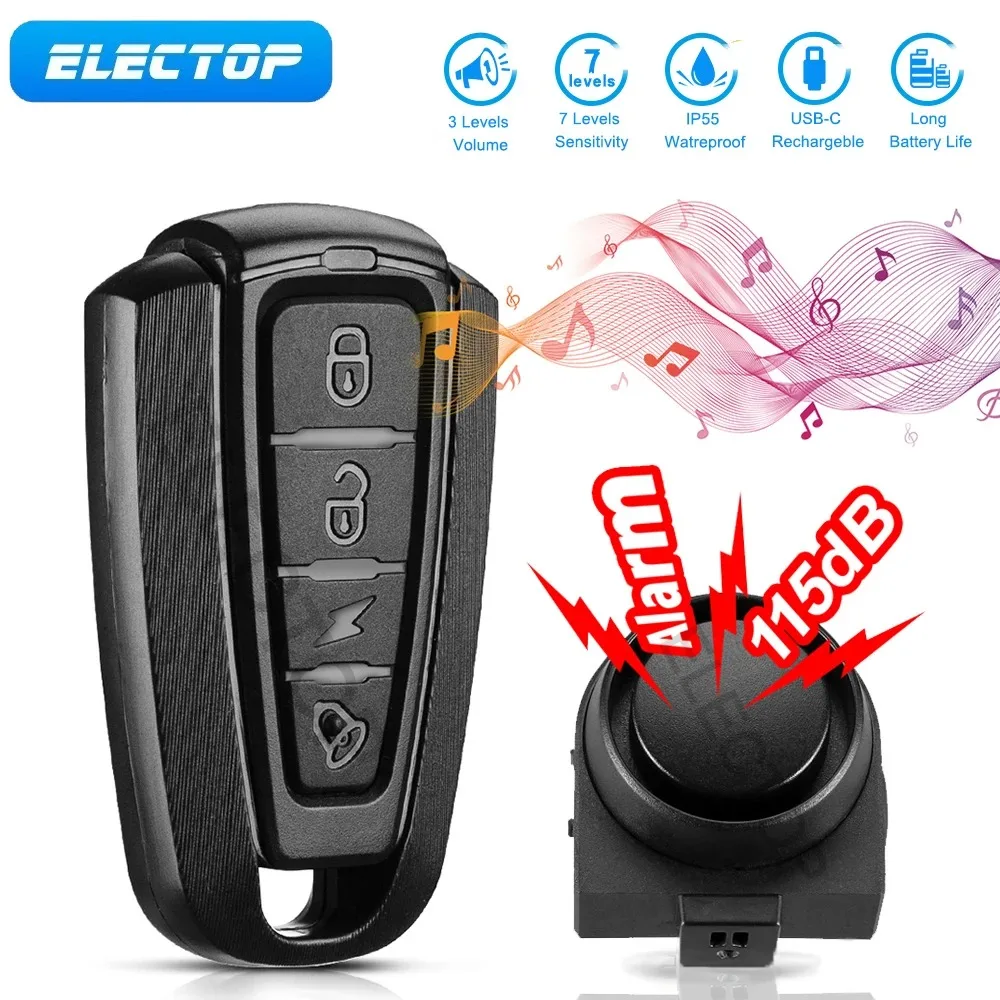 

ELECTOP Wireless Motorcycle Alarm Remote Control Waterproof Bicycle Alarm for Moto Electri Anti-theft Bike Alarm for Motorcycle