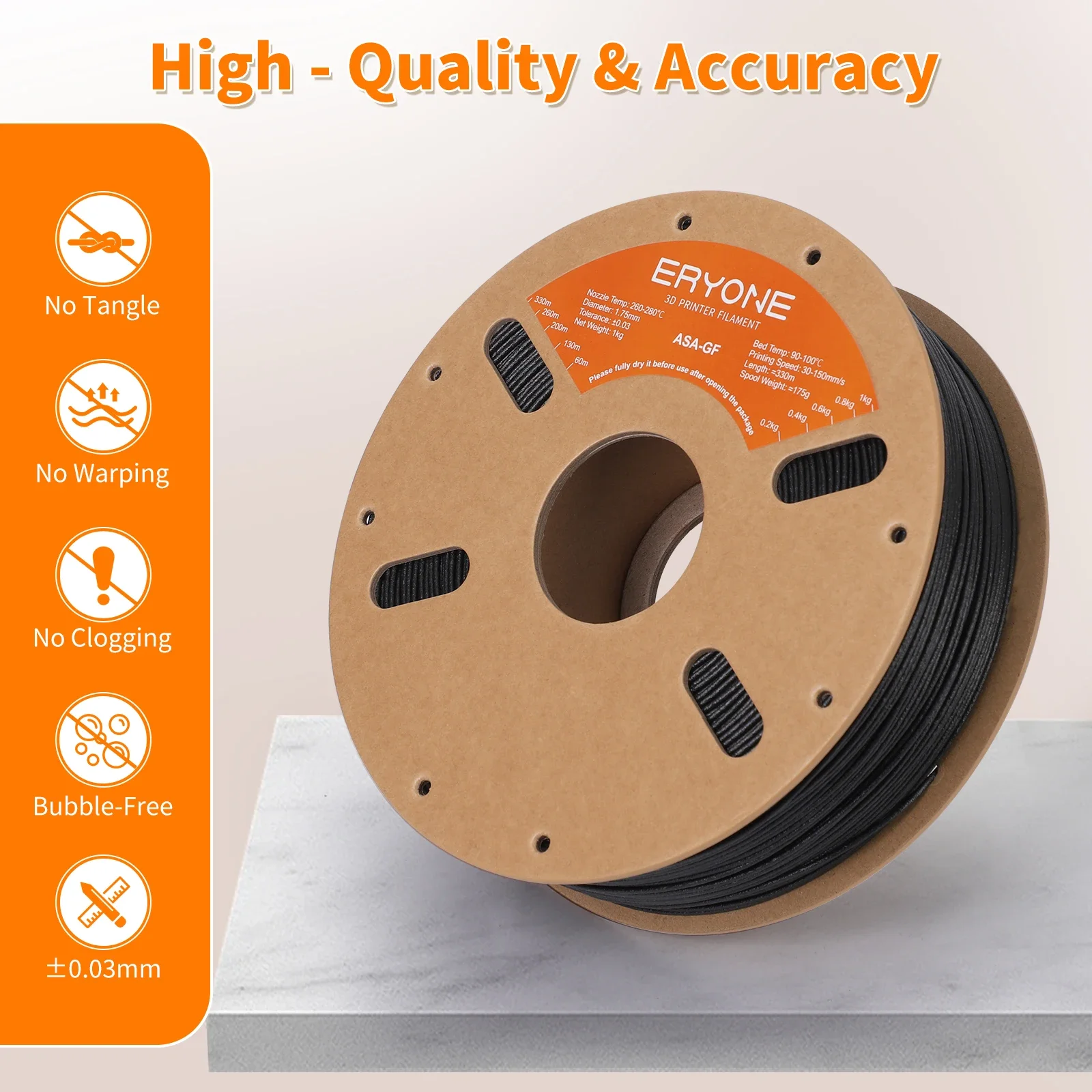 ERYONE 1 كجم ASA خيوط الألياف الزجاجية قسط كبير بيع طباعة ثلاثية الأبعاد، خيوط asa-gf أسود أبيض اللون، طباعة عديمة الرائحة 1 كجم/بكرة #2