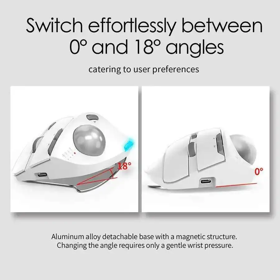 Bluetooth&2.4G Mute Dual Mode Ergonomic Trackball Wireless Mouse Programmable Drawing Office Vertical Mice For Laptop Desktop