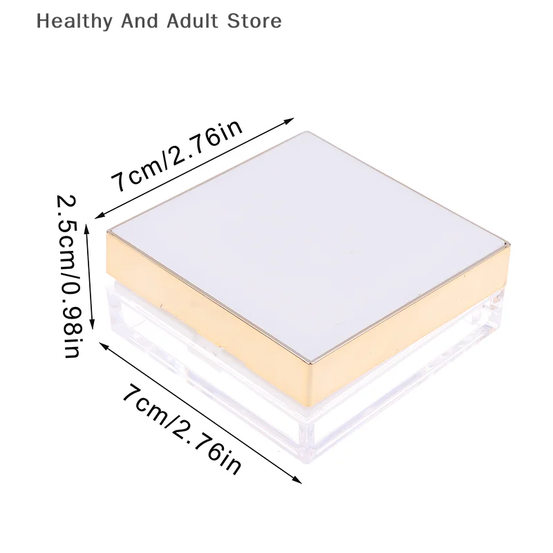8g quadrado borda de ouro caixa de pó solto vazio recarregável portátil configuração de maquiagem pó blush caso recipiente com espelho puff
