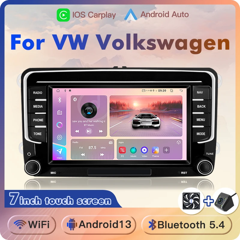 Für vw/sitz/skoda superb/yeti/roomster andrioid13 7 zoll autoradio multimedia player rds dsp carplay