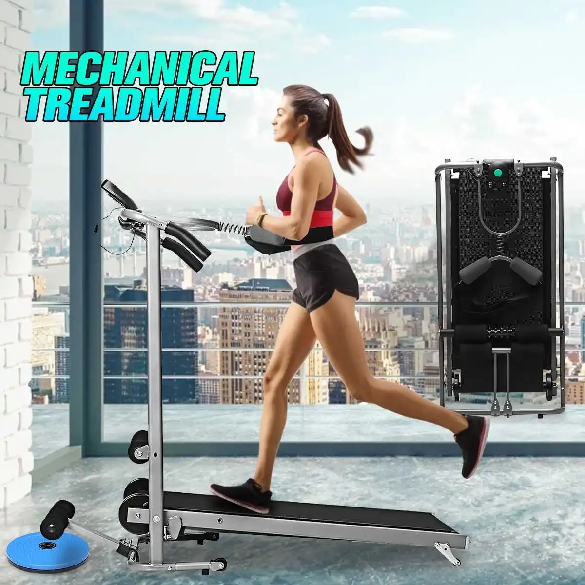 Folding Treadmill Portable Unpowered Running Machine for Home Gym Fitness Equipment Mechanical Treadmill Walking Pad