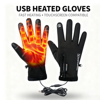 M-XXL USB Touch Screen Gloves Heated Motorcycle Gloves Cycling Running Ski Winter Gloves Hiking Walking Anti-Slip Glove