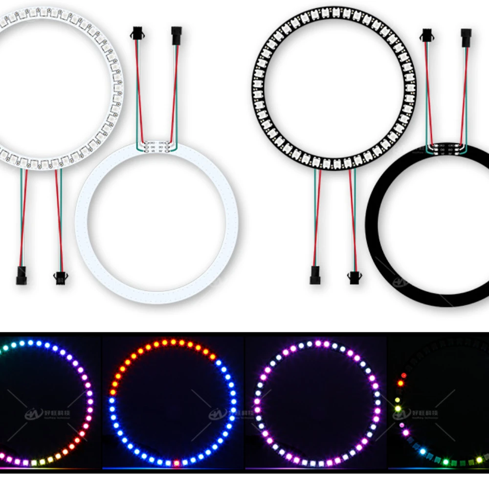 Pierścień Pixel LED WS2812B przewód USB/DC i kontroler SP110E Individul AddressabIe 5050 RGB WS2812IC BuiIt-w modułu Led lub zestawach