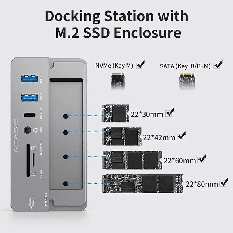 Imagem -04 - Acasis-docking Station para pc Usb-c Hub 10gbps M.2 Nvme e Sata Ssd Enclosure Compatível com Hdmi 100w pd 10 em 3.2