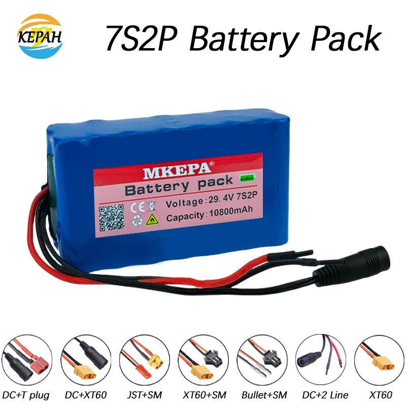 

7S2P 29.4V 10.8Ah 18650 battery pack 29.4V 10800mAh rechargeable battery lithium-ion electric scooter battery with BMS