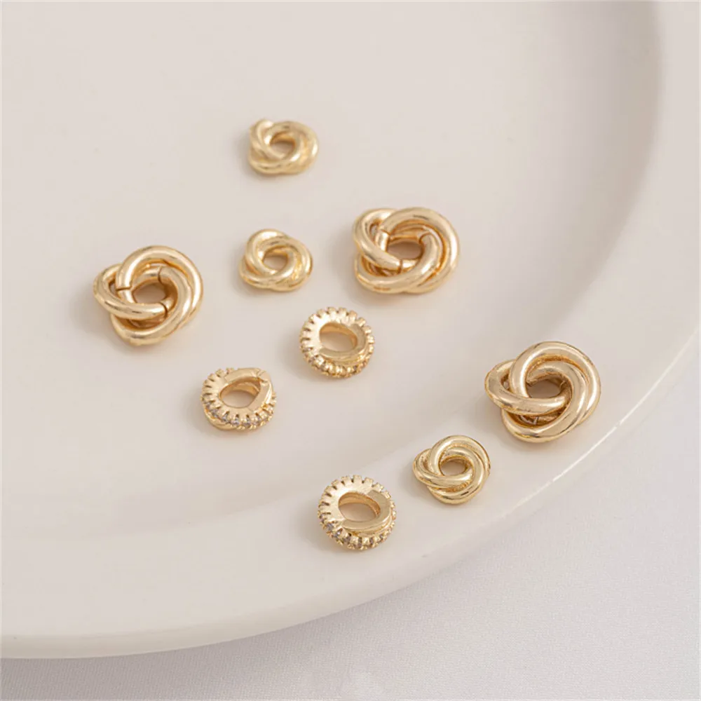 

14K Gold Plating Knot Twist Ring Spacer Bead Ferrule Accessories Handmade DIY Earrings Bracelets Ear Jewelry Handmade Materials