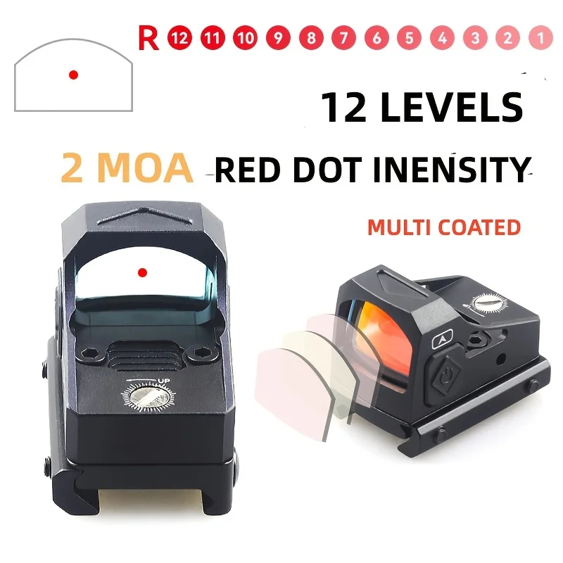 2MOA Round Aiming Red Dot -Shake Awake Optic Sight Suitable For 2.2cm/0.86inch Picatinny Rail,Universal Fit for Firearms