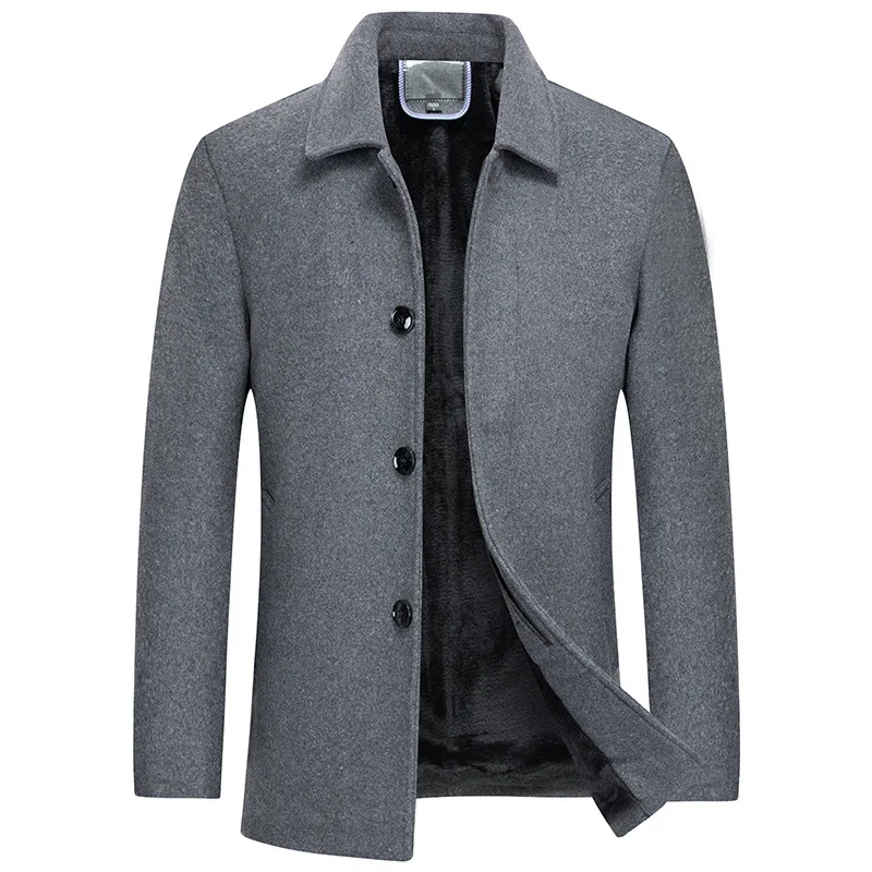 New Mens  Wool Blends Overcoat Single-breasted Winter Warm Coats High Quality Solid Male Business Casual Wool Outewear