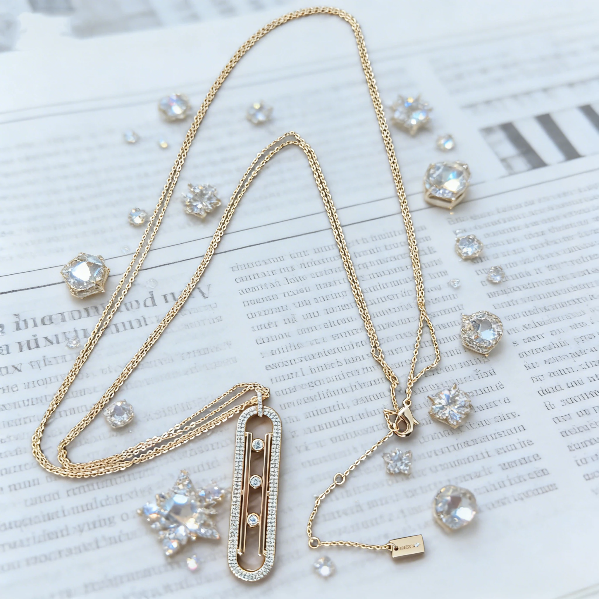 

Длинное ожерелье из серебра 925 пробы с двойным слоем цепочек класса люкс | Геометрическая цепочка для свитера с подвеской из циркона | Женские модные украшения