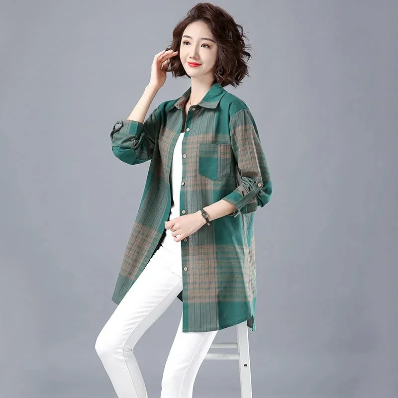 Age-reducing Western-style Cotton Linen Shirt Women's Jacket Top 2022 Spring Summer New Literary Linen Shirt Mid-length Women W8