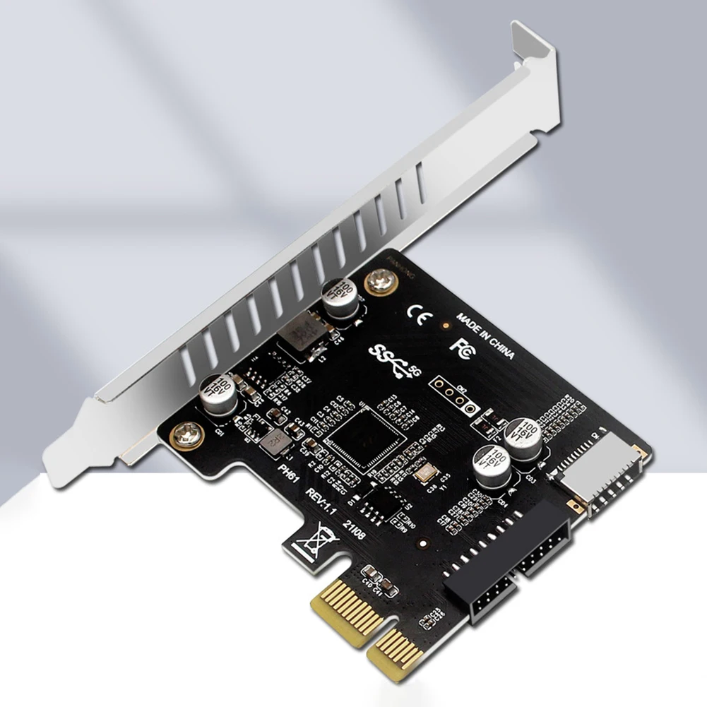 

Computer PCI-E To USB 3.0 Type C Front Panel Adapter 19PIN PCI-E To USB 3.0 Hub Splitter Extender Card
