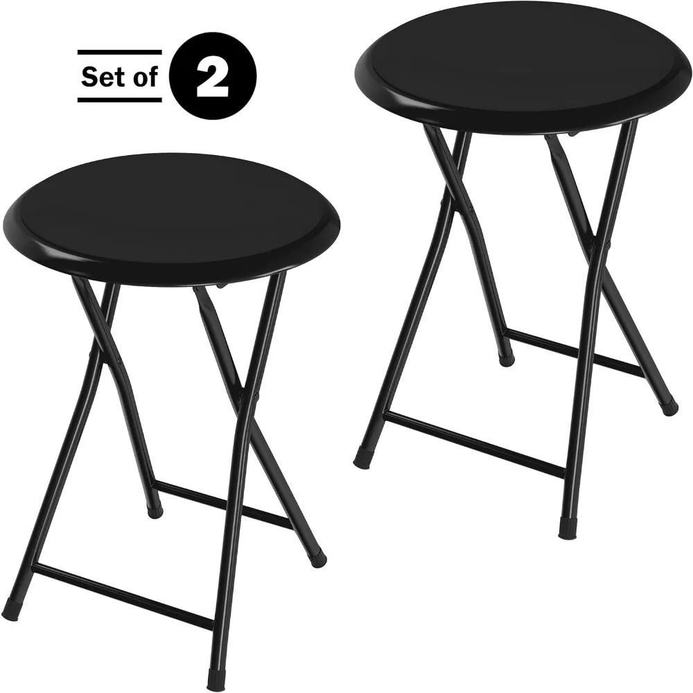 Set of 2 Folding Bar Stools - 18-Inch Heavy-Duty with 225lb Capacity and Padded Seats for Dorms, Recreation, and Gaming