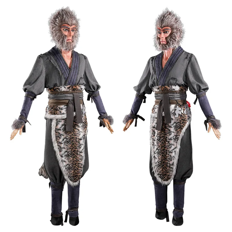 Black Myth: Wukong Cosplay Costume Tiger Apron Outfit Halloween Cos Convention Fancy Stage Suit for Man Full Set Tail Props view 3