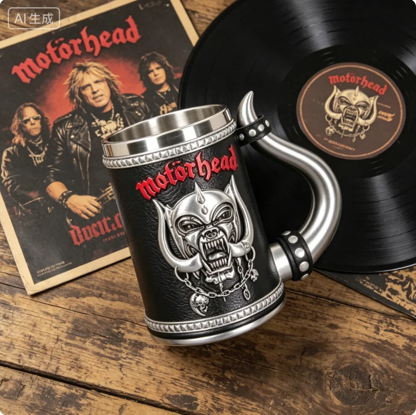 600ml Gothic Style Stainless Steel Beer Tankard with Embossed Resin - Unique Coffee Cup Collectible for Drinkware And Barware
