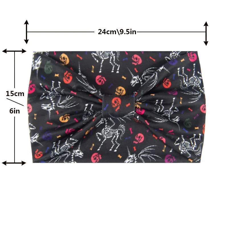 Halloween Schädel Kürbis Spinne Stirnband Vintage böhmischen Sport elastischen Stirnband geknotet Kopftuch für Frauen Haarschmuck – Detail 4