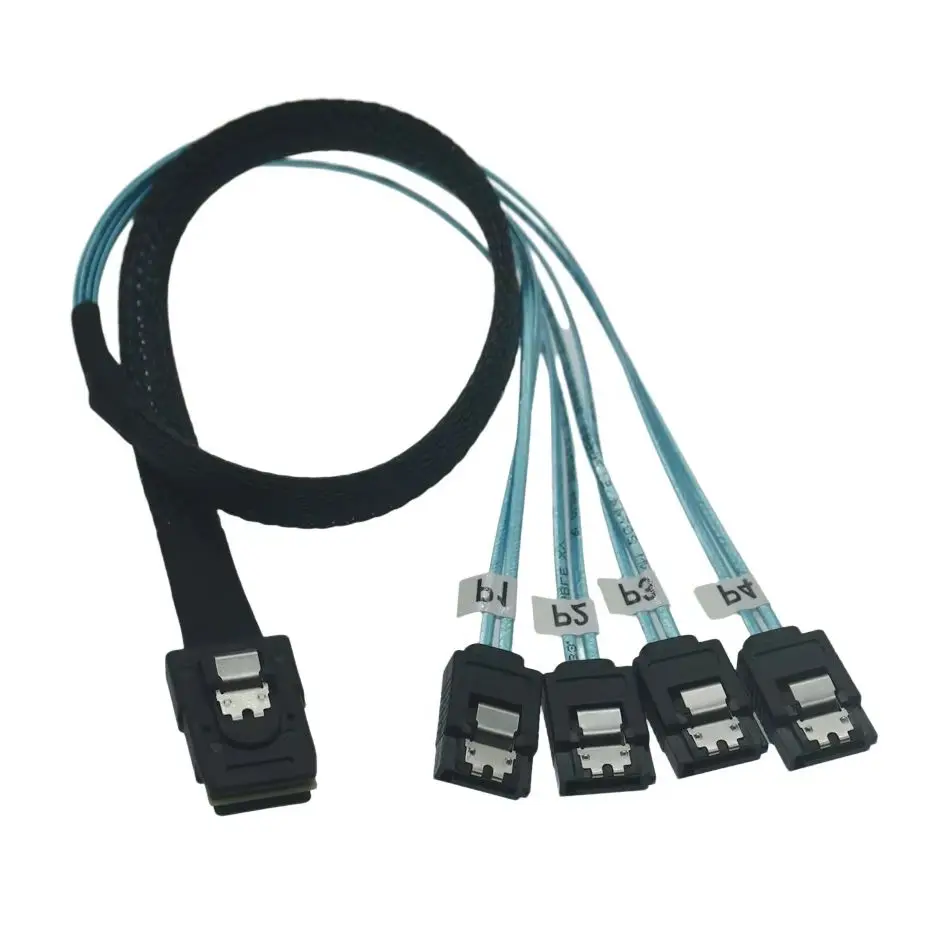 Mini-SAS SFF-8087 to 4 SATA Cable 12Gbps 50cm SAS 4i SFF8087 36P to 4 SATA 7P Hard Drive Data Cable for Storage Solutions