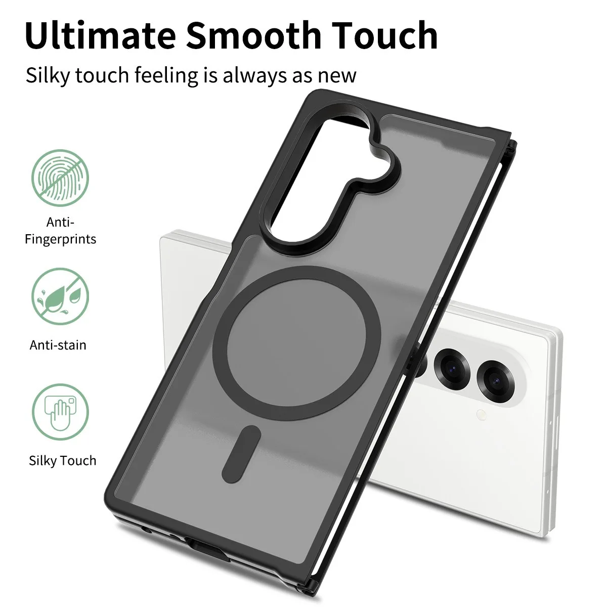 UYUXIO Magnetische kabellose Lade-Handyhülle für Samsung Galaxy Z Fold 7, durchscheinende, matte Rückseite mit Magnet