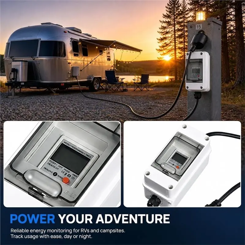 NEW HOT In Stock-Mobile Digital Power Meter 230V 16A For Socket, IP65 Waterproof,Reset Function For Motorhome, Electric Car And