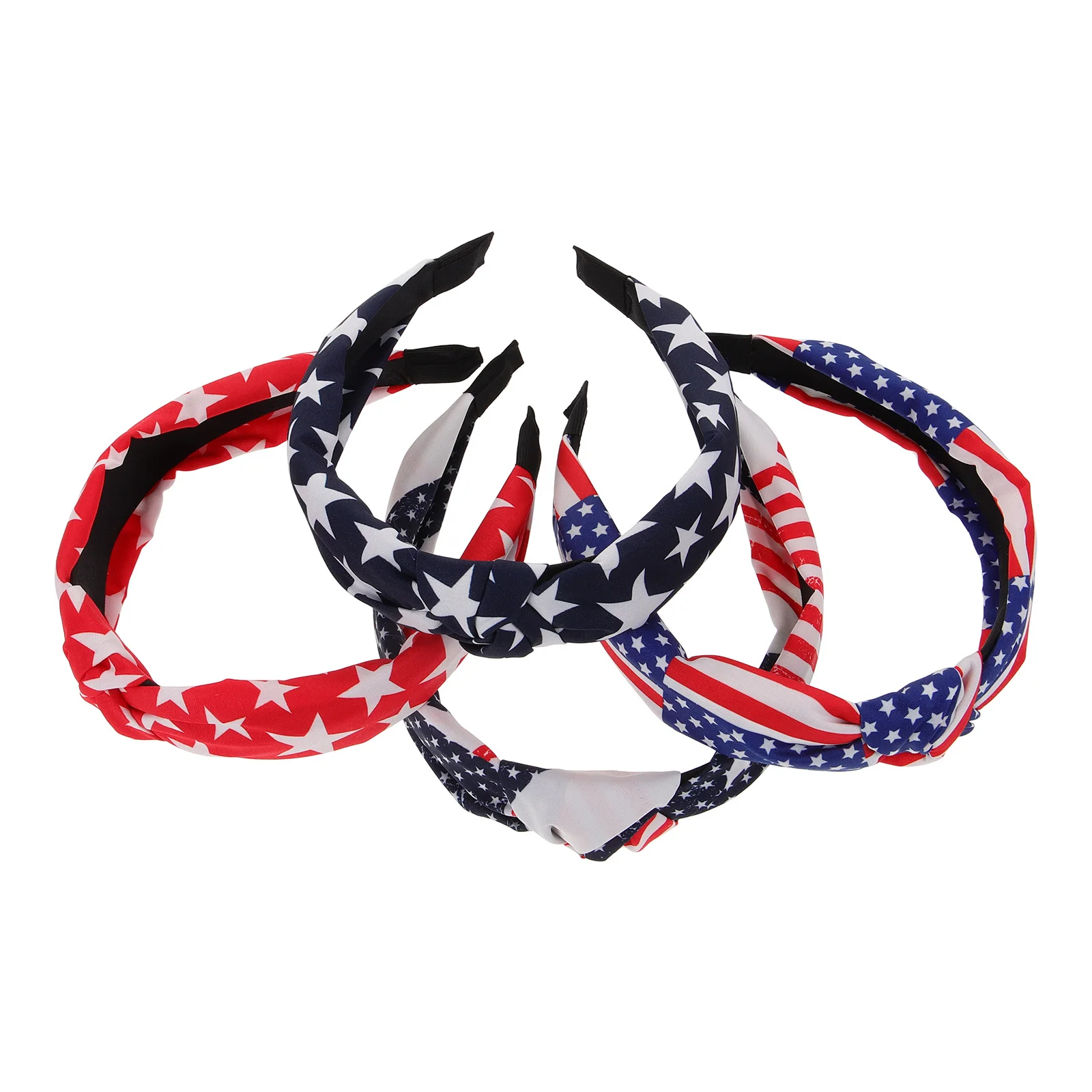 

4Pcs Knotted Wide Headbands for Women Star Pattern Hair Hoops Holiday Party Festival Hair Accessory Female Headbands