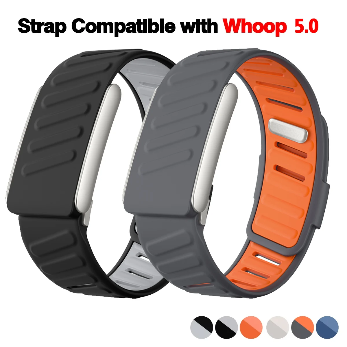 سوار معصم WHOOP SportFlex الجديد من السيليكون الملمس الناعم المقاوم للماء والعرق، متوافق مع 5.0
