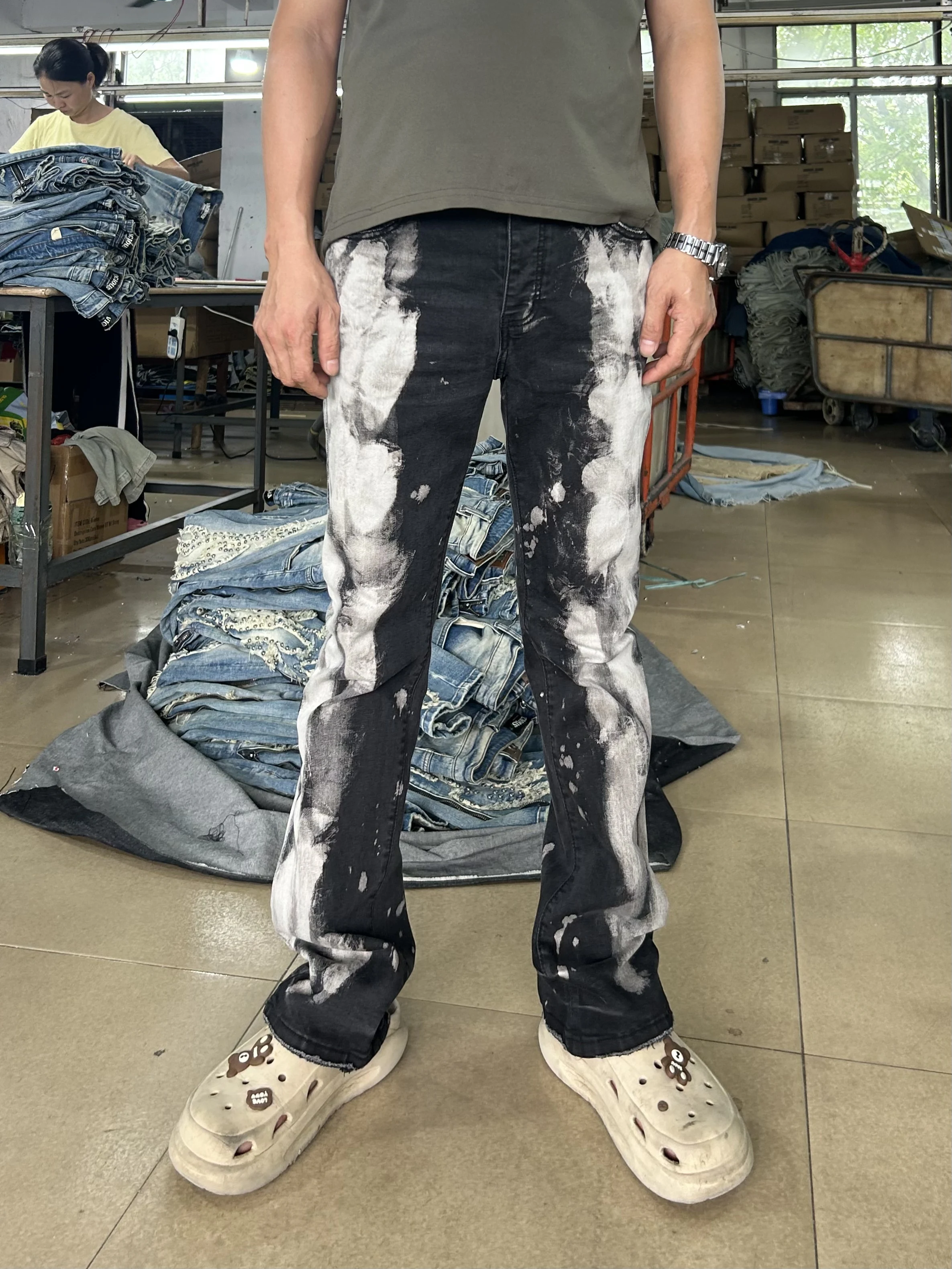 

Микро расклешенные джинсы, мужские брюки больших размеров, винтажные высококачественные новые дизайнерские джинсы Y2k.