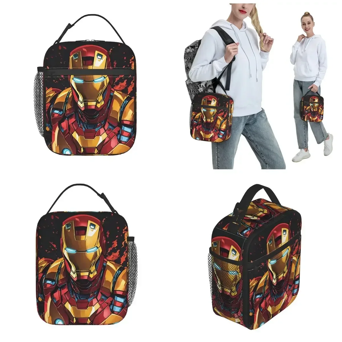 Iron Man Insulated Lunch Bags Portable Heroes Return Movie Meal Container Thermal Bag Tote Lunch Box College Food Handbags